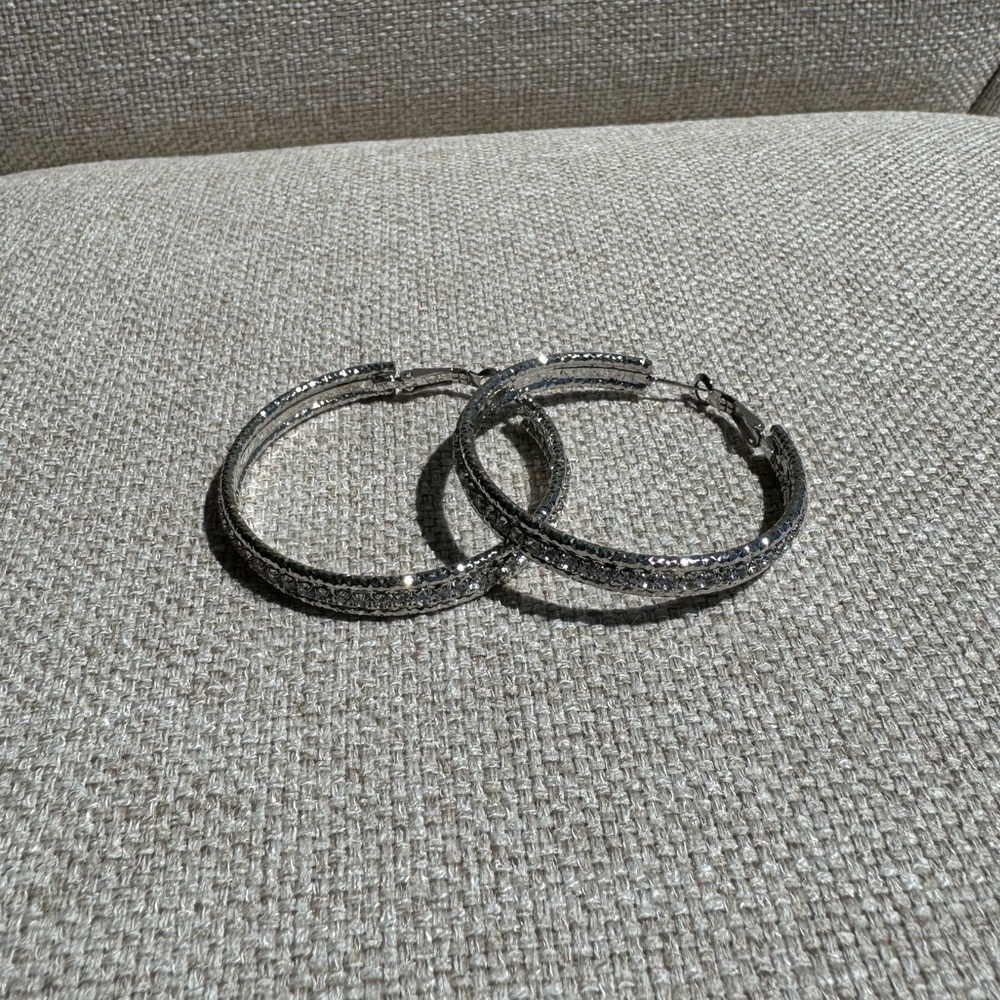 Vintage sterling silver hoop stud earrings